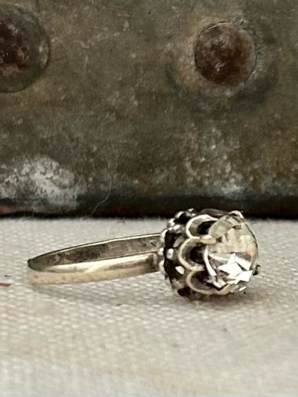 Vintage Old Cut USSR Silver Ring